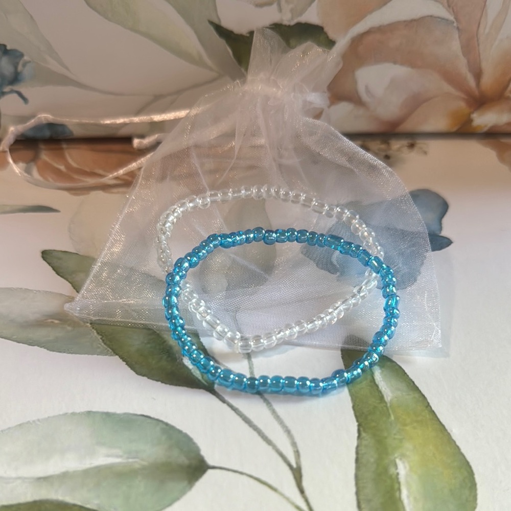 Blue and White Beaded Bracelets